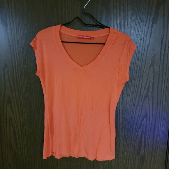 Tangerine Orange Krimson Klover  V Neck Tee Size Small - Picture 7 of 12